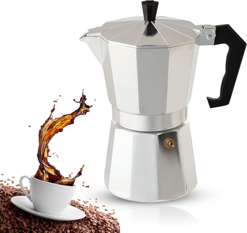 hanso espresso maker, 6 Cups of Rich Espresso with our Aluminum Mocha Maker and Lid - Classic Italian Coffee Experience